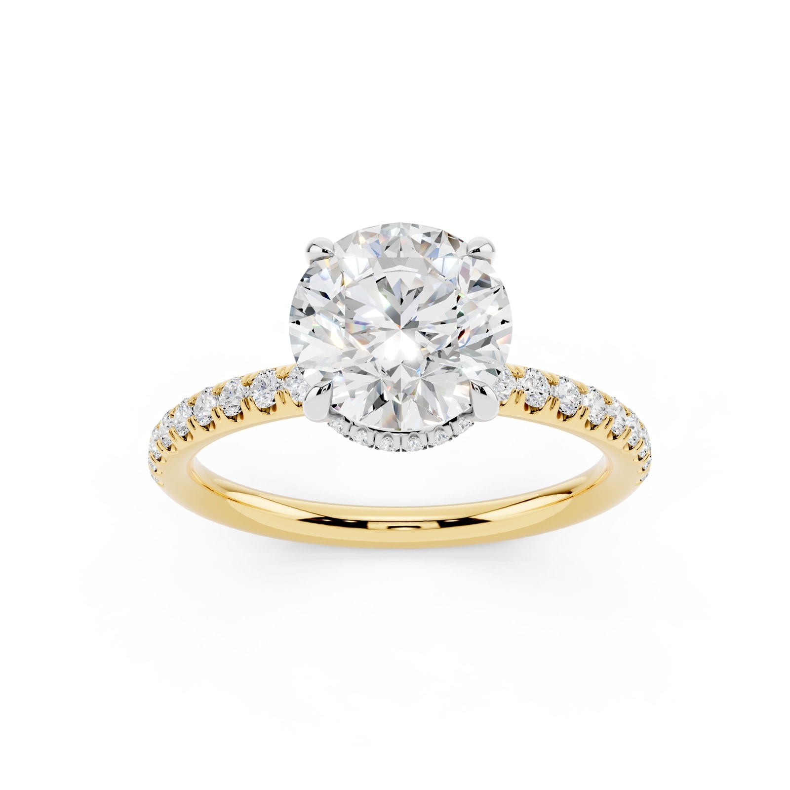 WOS 18K Yellow Gold 1.50cttw Diamond Hidden Halo Engagement Ring