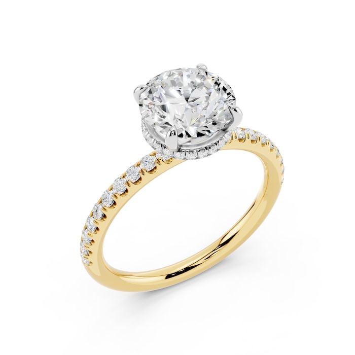 WOS 18K Yellow Gold 1.50cttw Diamond Hidden Halo Engagement Ring