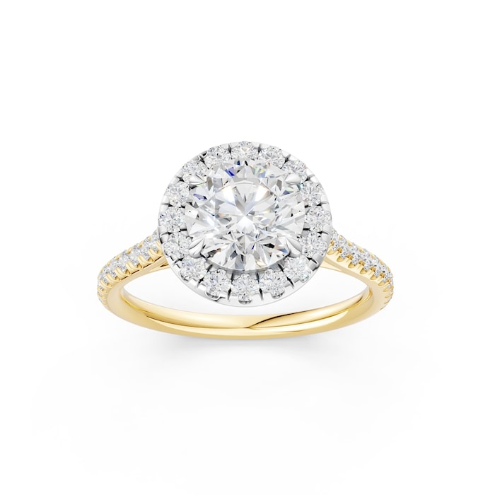WOS 18K Yellow Gold 1.00cttw Diamond Halo Engagement Ring