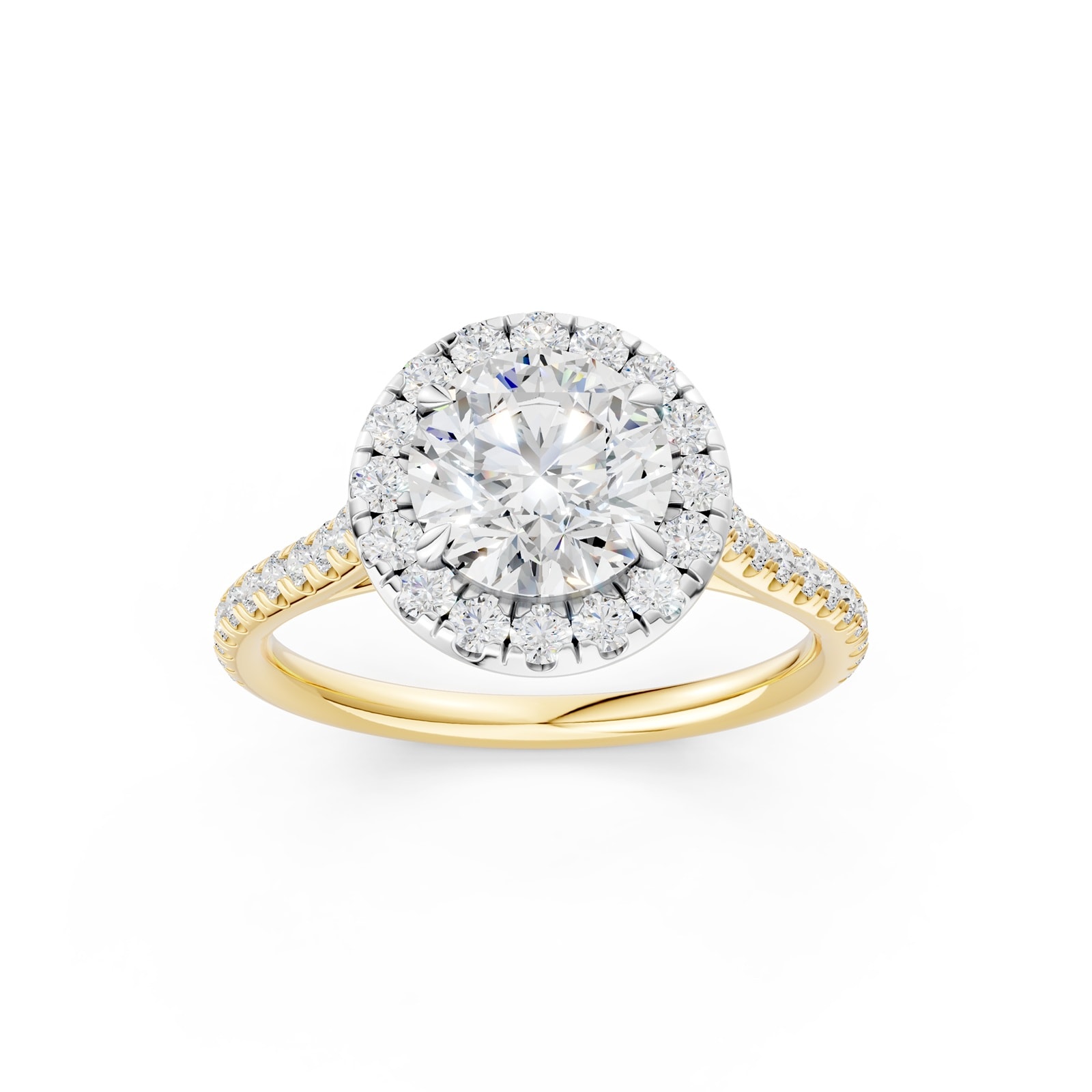WOS 18K Yellow Gold 1.00cttw Diamond Halo Engagement Ring