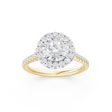 WOS 18K Yellow Gold 1.00cttw Diamond Halo Engagement Ring
