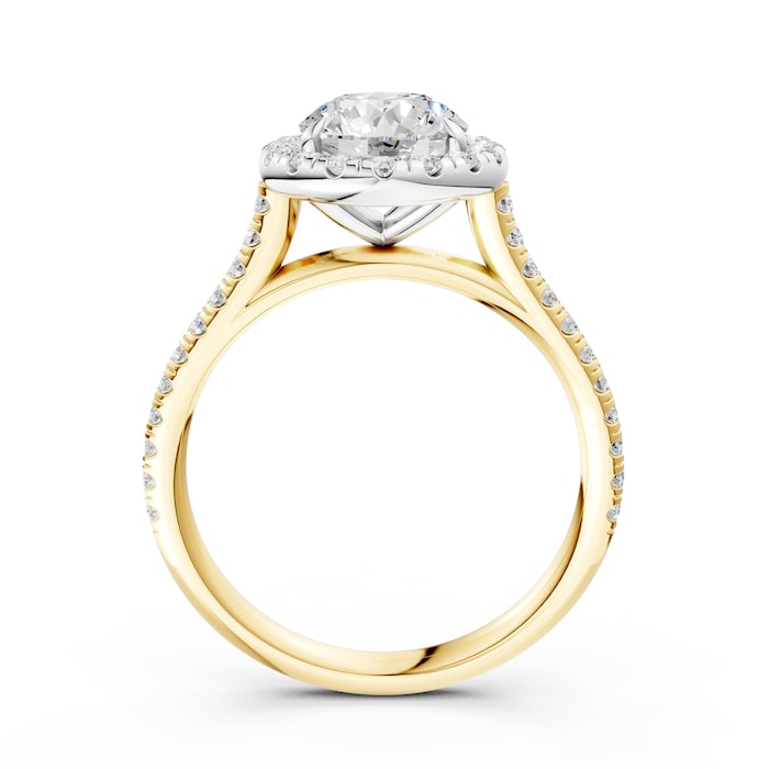 WOS 18K Yellow Gold 1.00cttw Diamond Halo Engagement Ring