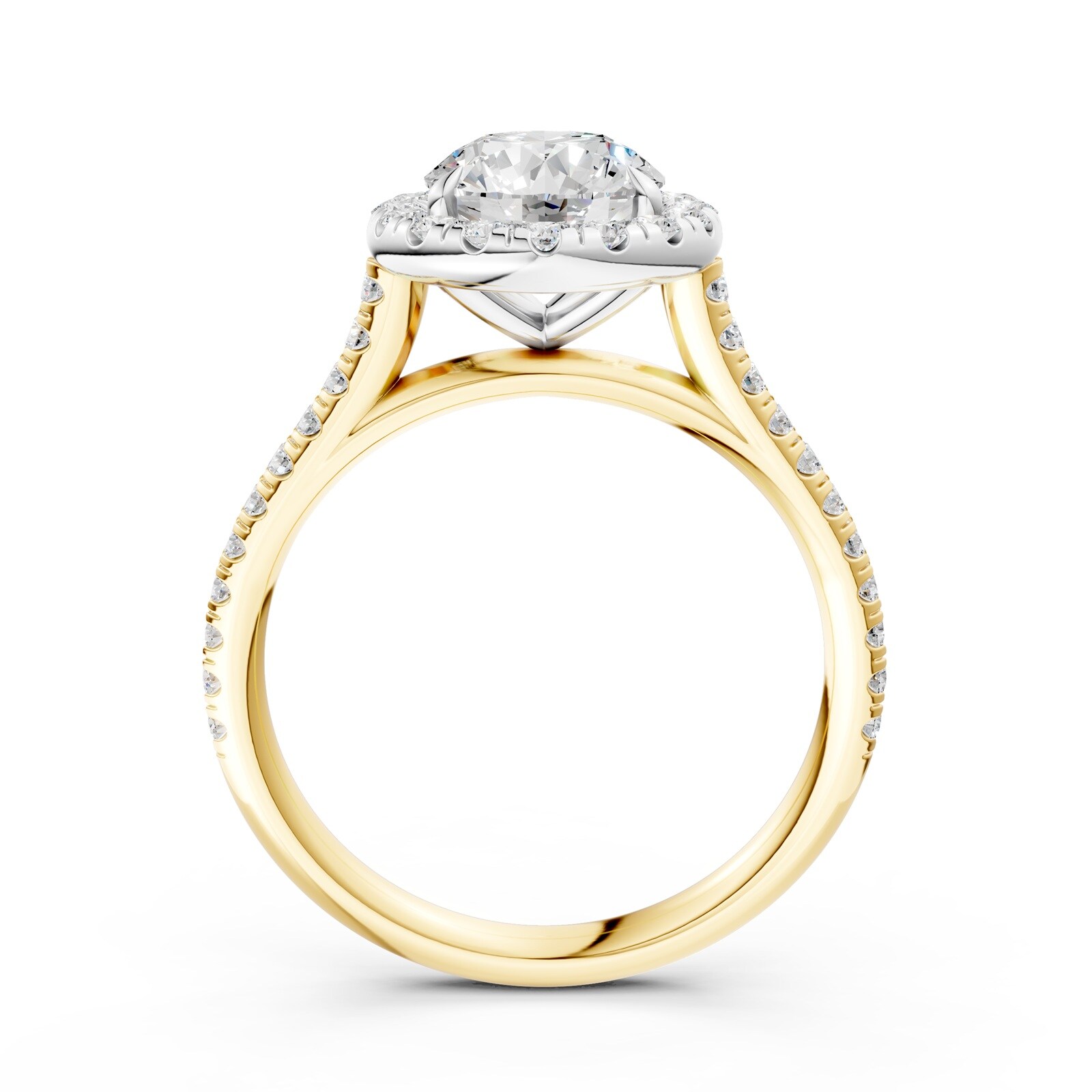 WOS 18K Yellow Gold 1.00cttw Diamond Halo Engagement Ring