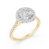 WOS 18K Yellow Gold 1.00cttw Diamond Halo Engagement Ring