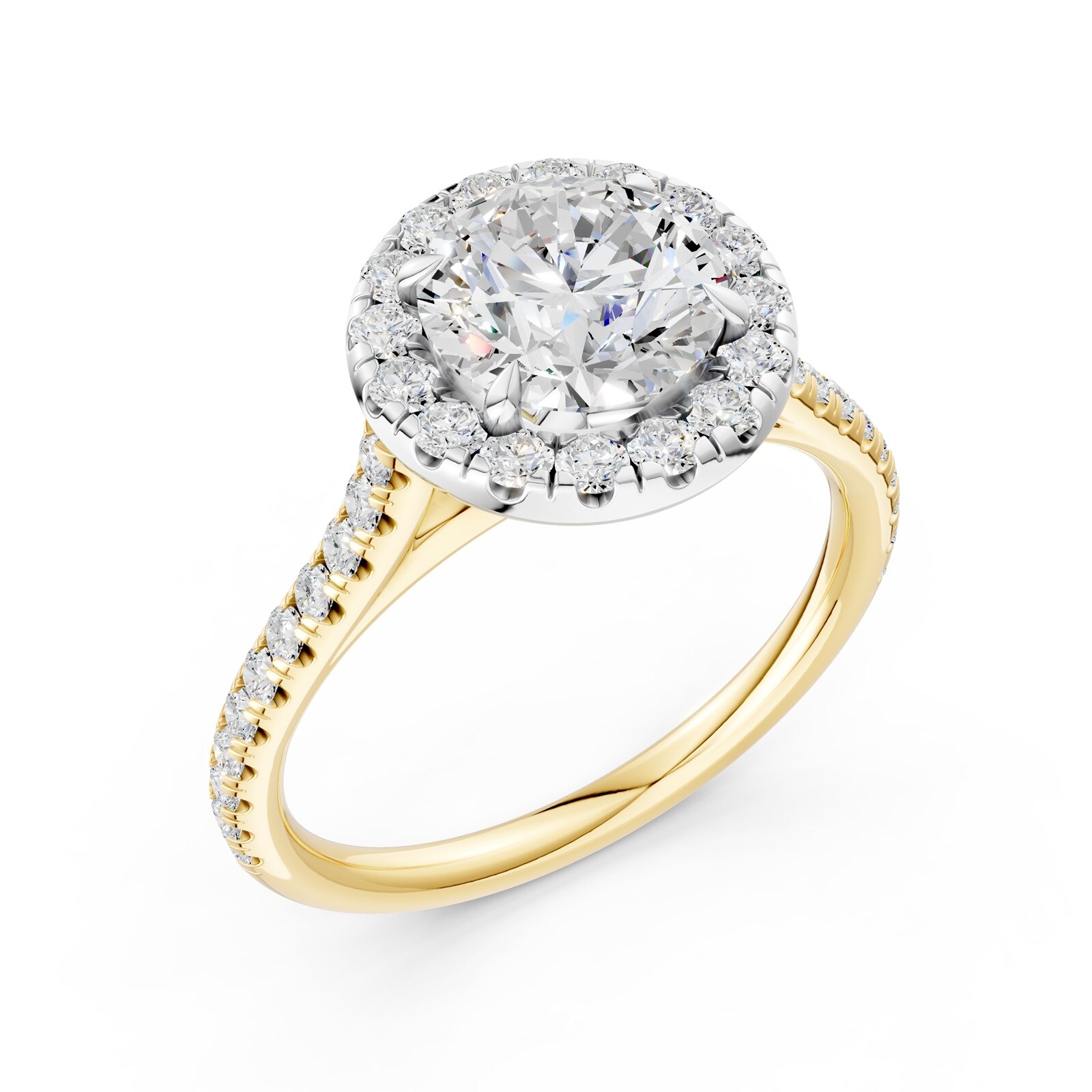 WOS 18K Yellow Gold 1.00cttw Diamond Halo Engagement Ring