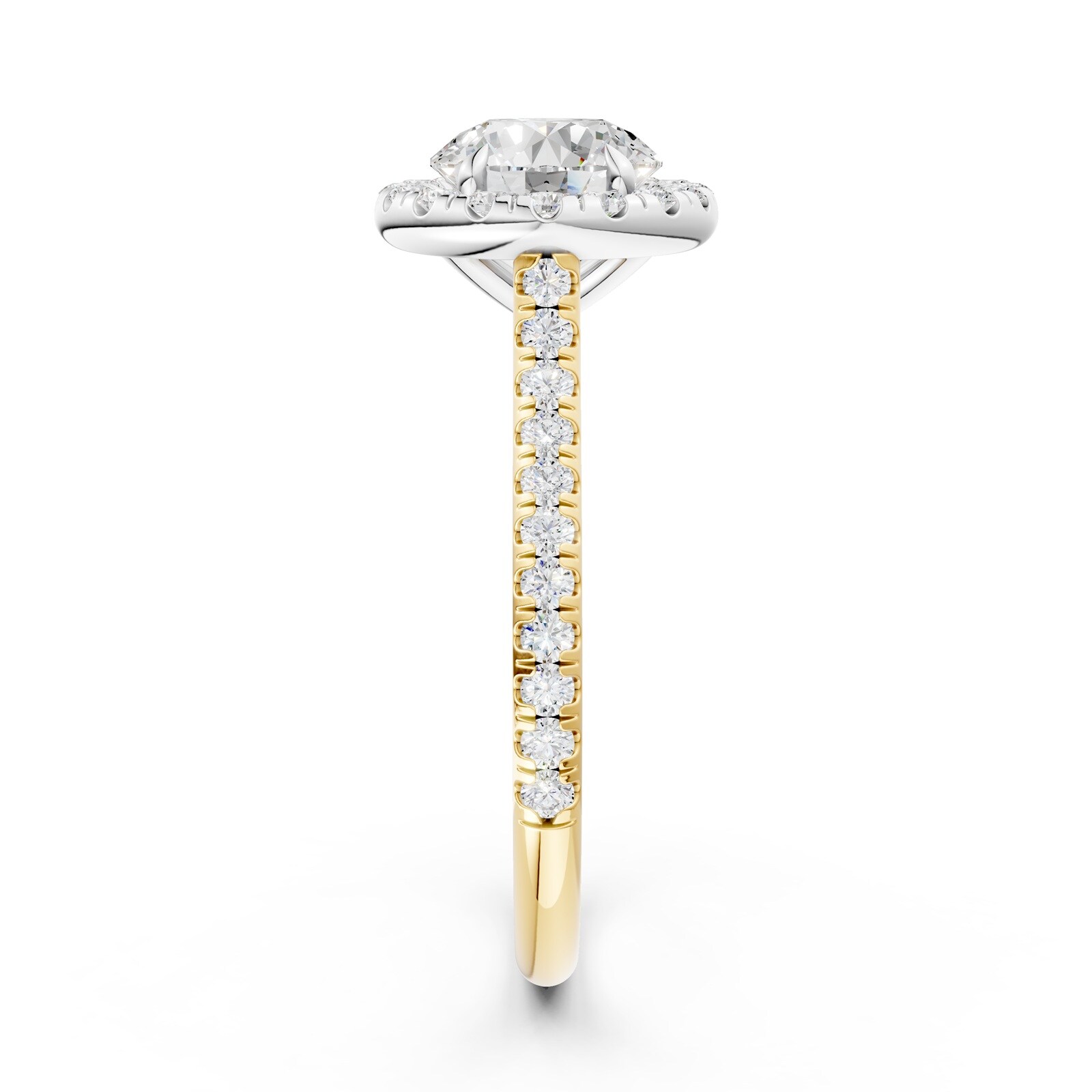 WOS 18K Yellow Gold 1.00cttw Diamond Halo Engagement Ring