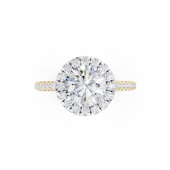 WOS 18K Yellow Gold 1.00cttw Diamond Halo Engagement Ring