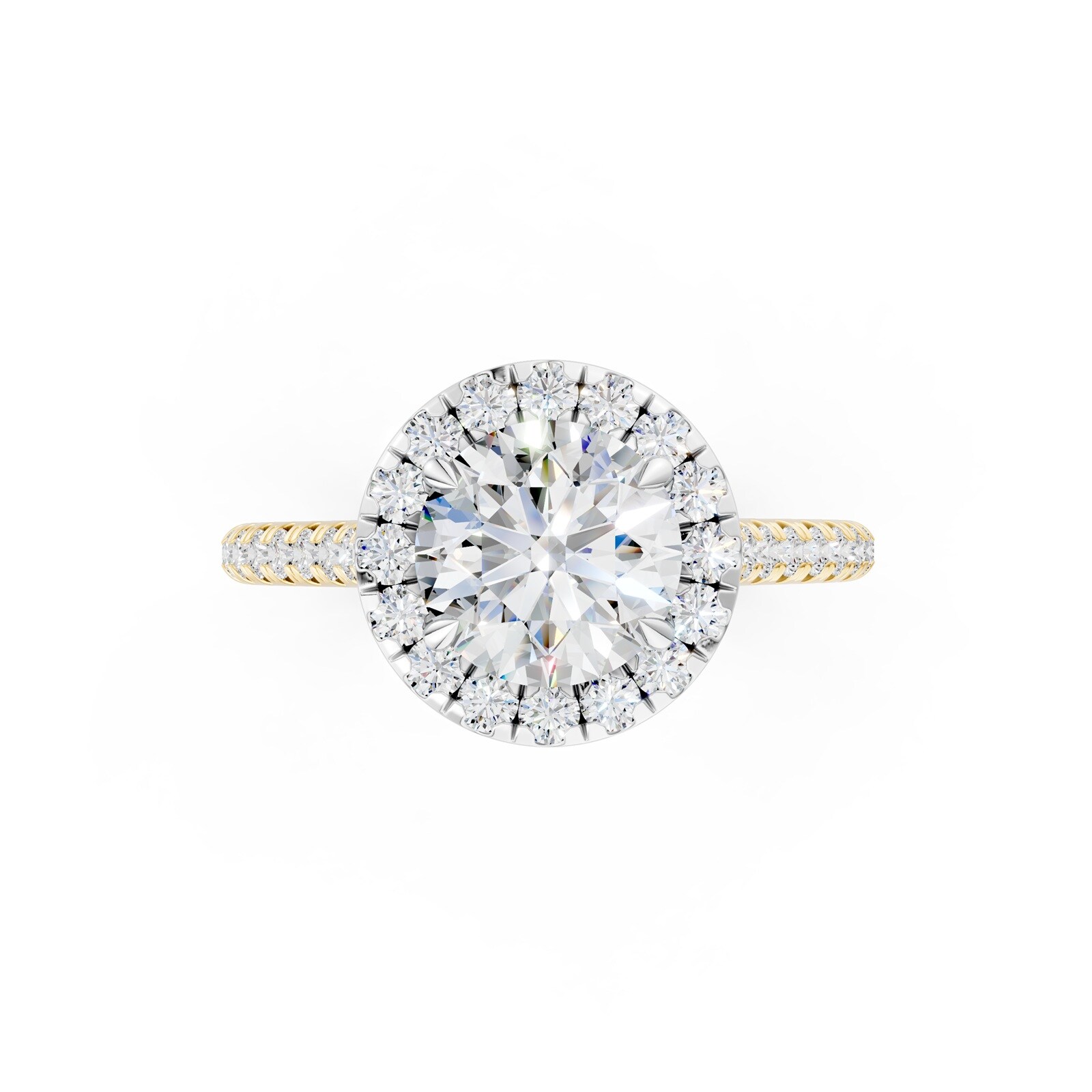 WOS 18K Yellow Gold 1.00cttw Diamond Halo Engagement Ring