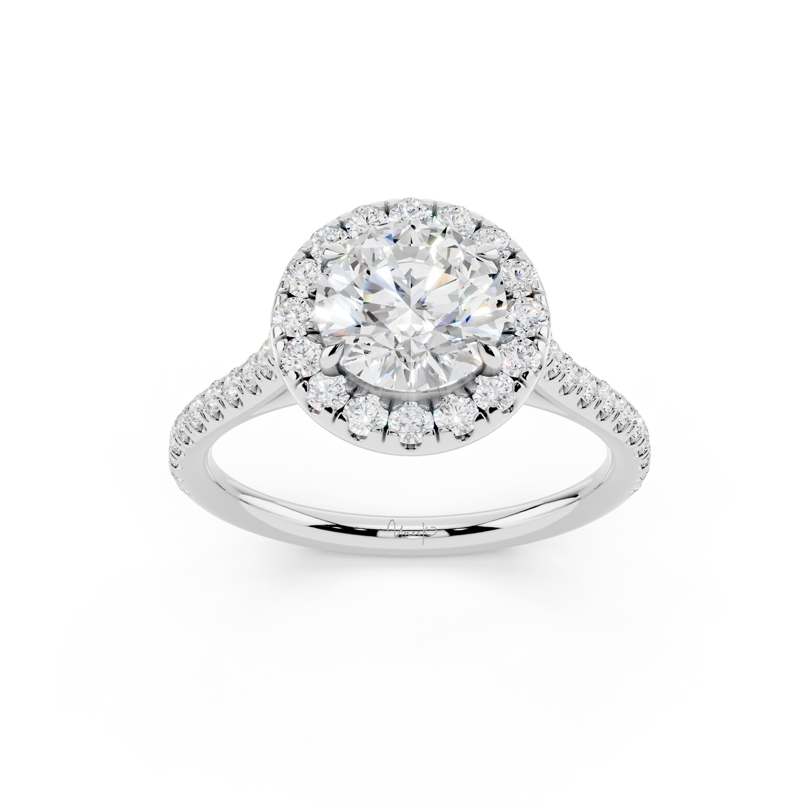 WOS Platinum 1.50cttw Diamond Halo Engagement Ring