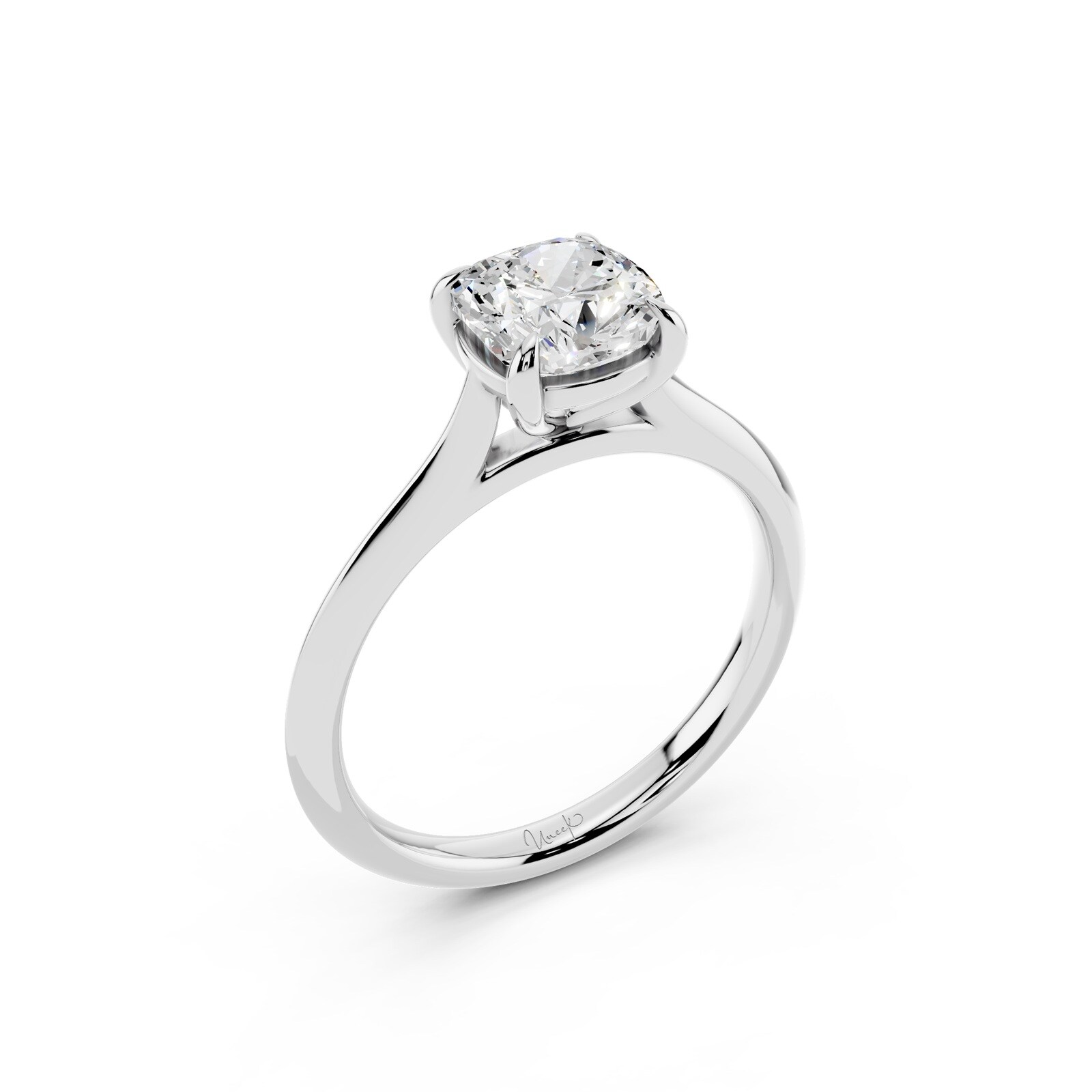 WOS Platinum 1.50cttw Diamond Solitaire Cushion Cut Engagement Ring - Ring Size 6
