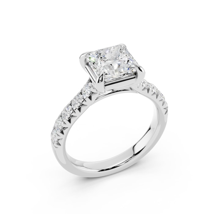 WOS Platinum 1.50cttw Diamond Princess Cut Engagement Ring