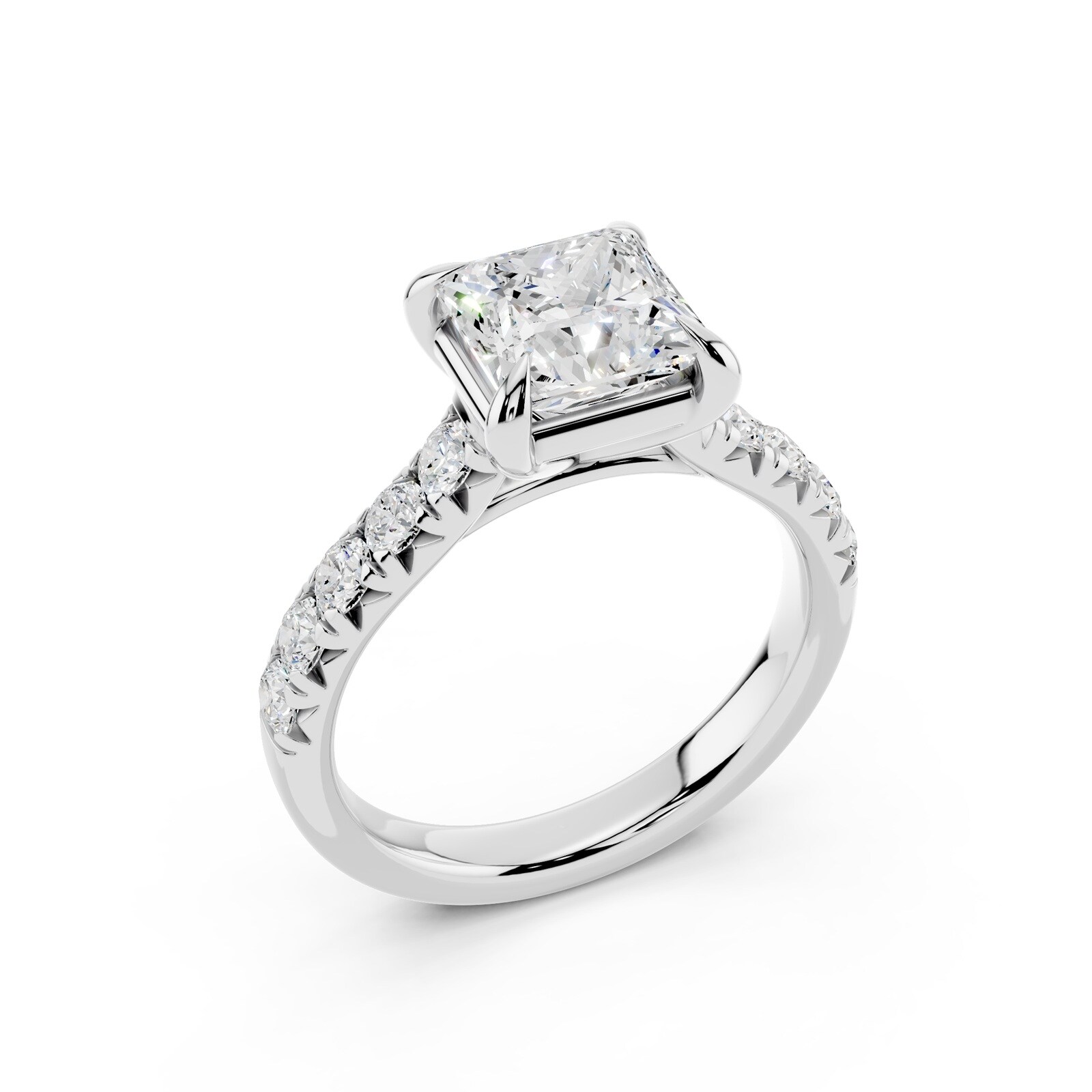 WOS Platinum 1.50cttw Diamond Princess Cut Engagement Ring