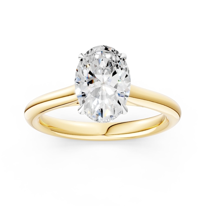 WOS 18K Yellow Gold 1.00cttw Diamond Oval Cut Hidden Halo Engagement Ring  - Ring Size 4