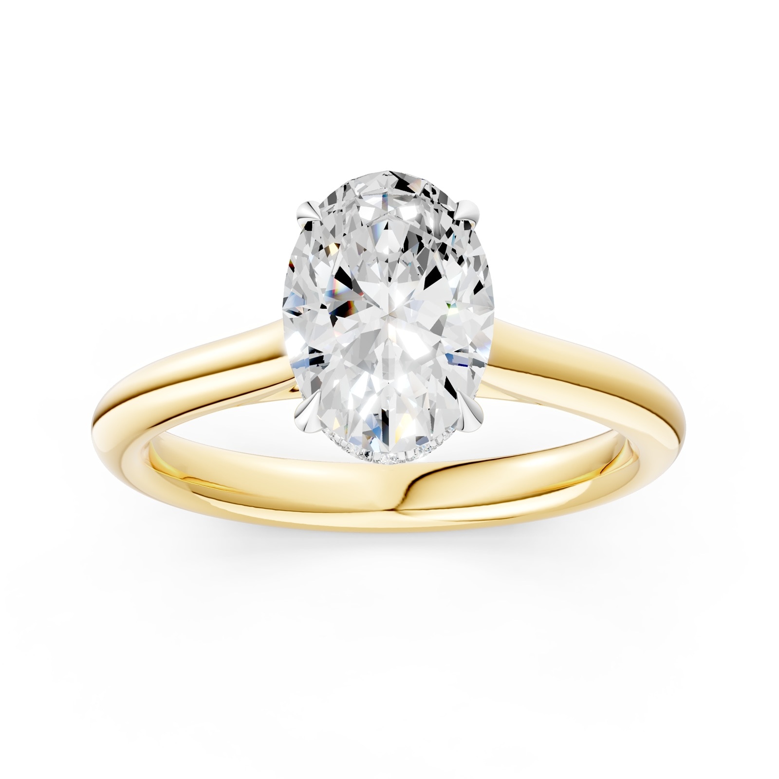 WOS 18K Yellow Gold 1.00cttw Diamond Oval Cut Hidden Halo Engagement Ring  - Ring Size 4