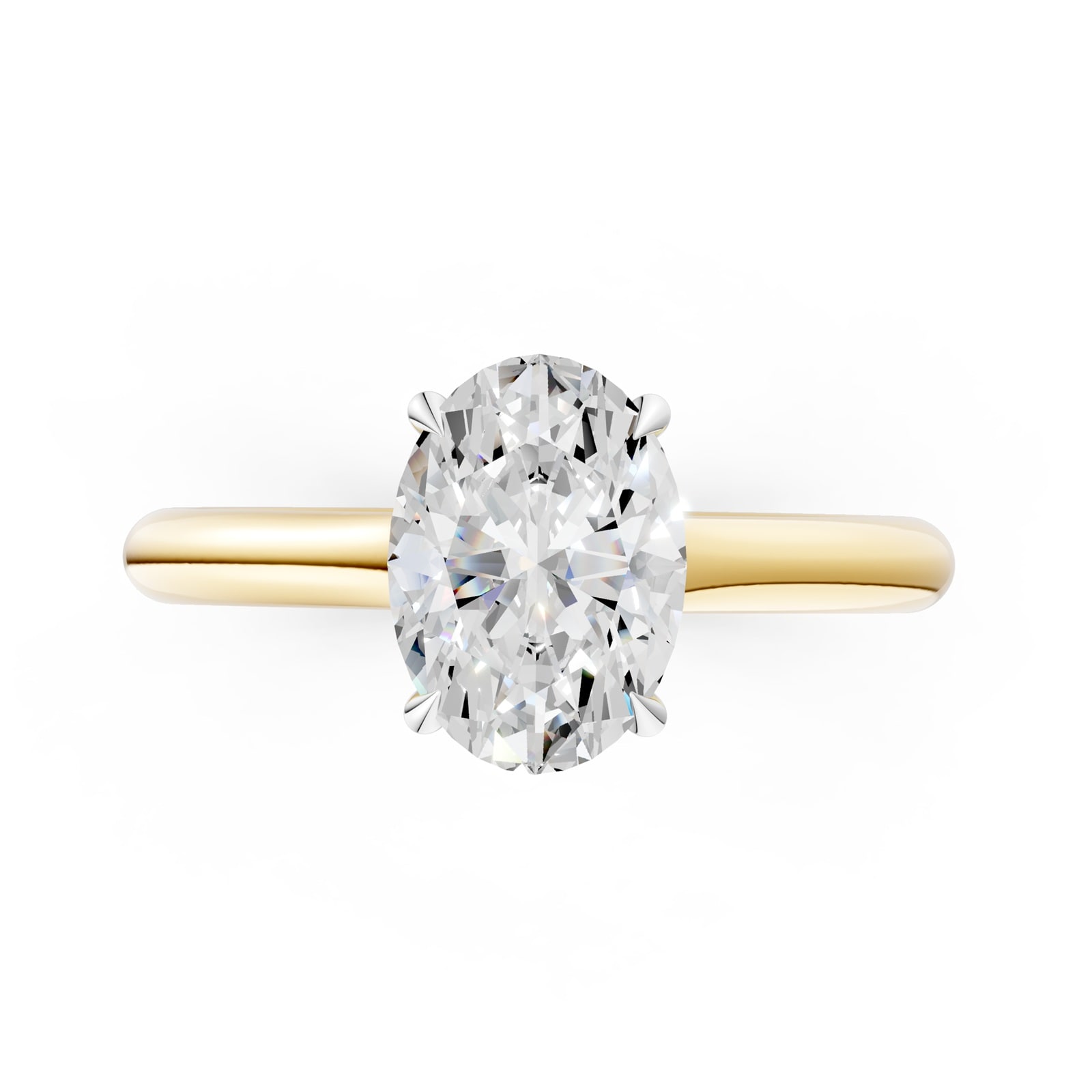 WOS 18K Yellow Gold 1.00cttw Diamond Oval Cut Hidden Halo Engagement Ring  - Ring Size 4