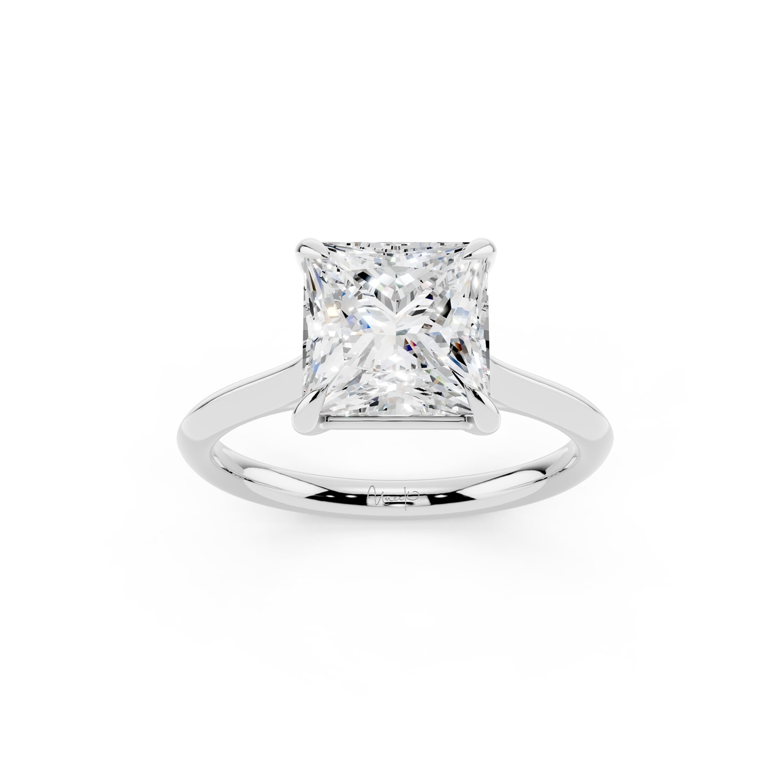 WOS Platinum 2.00cttw Diamond Princess Cut Solitaire Engagement Ring