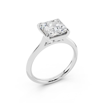 WOS Platinum 2.00cttw Diamond Princess Cut Solitaire Engagement Ring