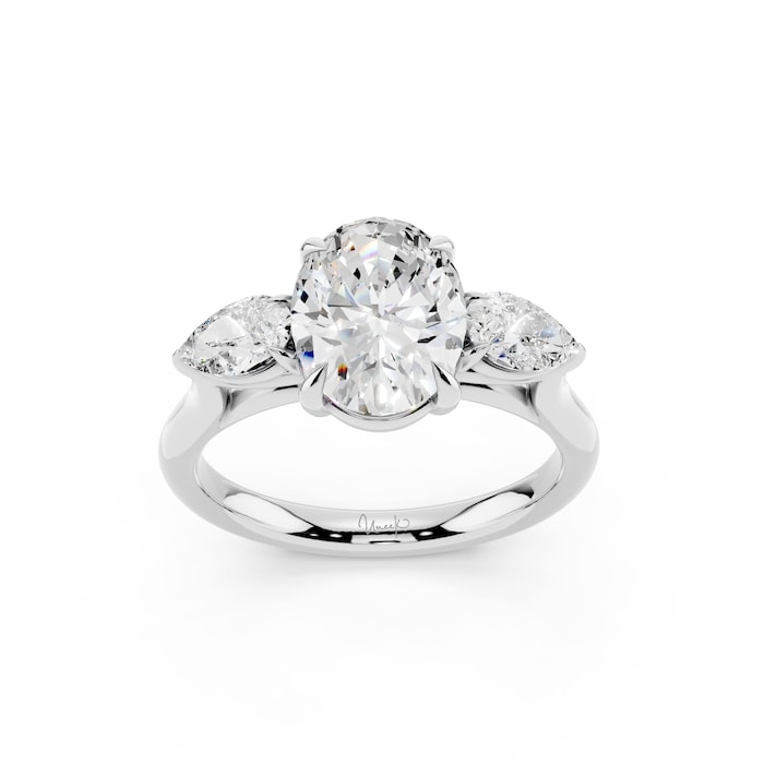 WOS Platinum 2.00cttw Diamond Oval Cut 3 Stone Engagement Ring - Ring Size 6.5