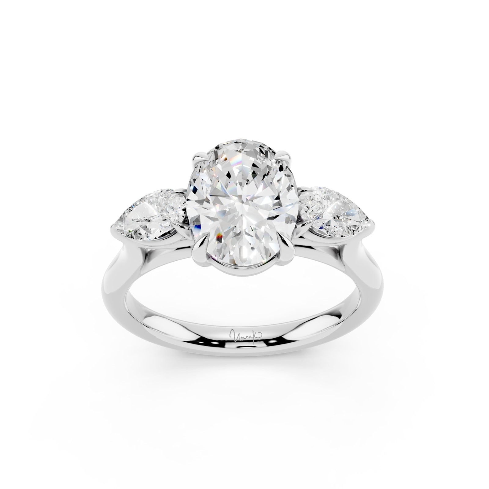 WOS Platinum 2.00cttw Diamond Oval Cut 3 Stone Engagement Ring - Ring Size 6.5