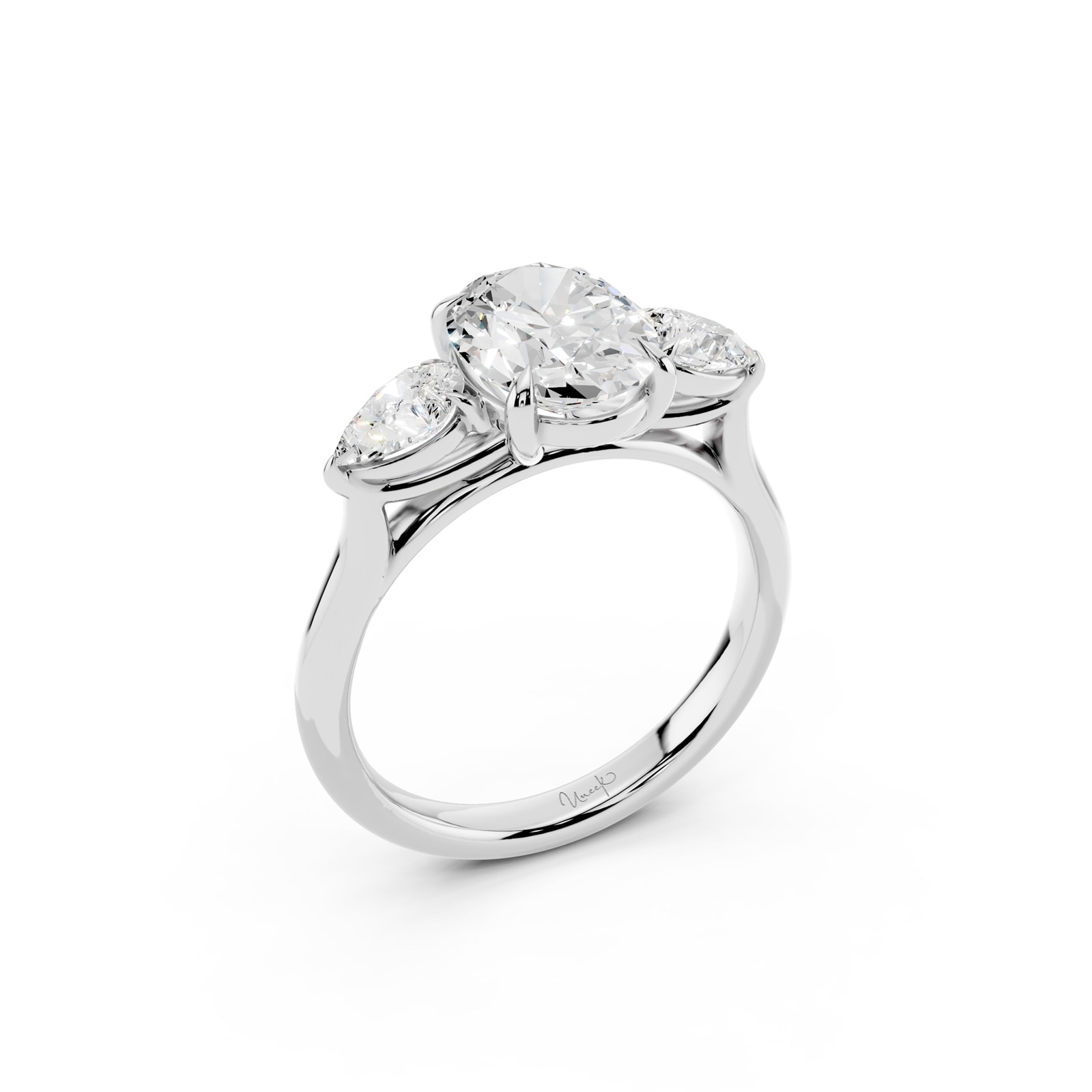 WOS Platinum 2.00cttw Diamond Oval Cut 3 Stone Engagement Ring - Ring Size 6.5