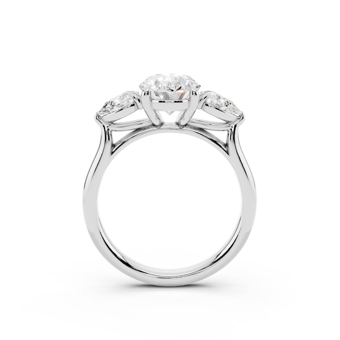WOS Platinum 2.00cttw Diamond Oval Cut 3 Stone Engagement Ring - Ring Size 6.5