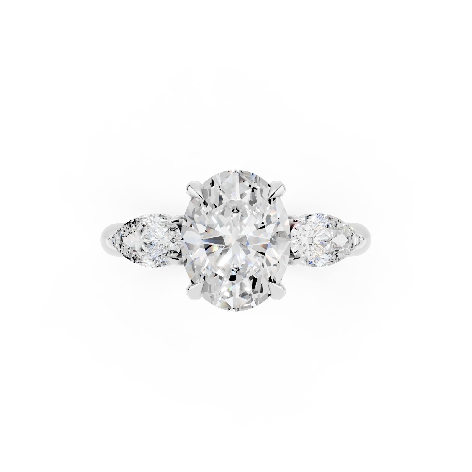 WOS Platinum 2.00cttw Diamond Oval Cut 3 Stone Engagement Ring - Ring Size 6.5