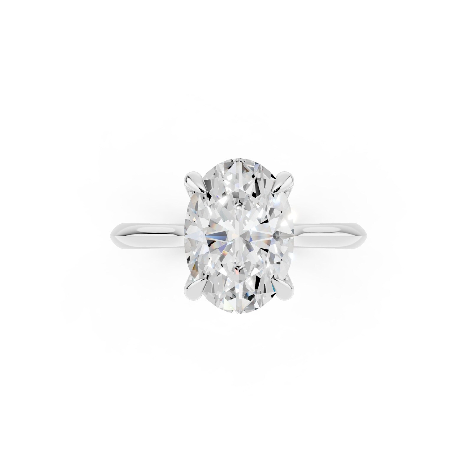 WOS Platinum 1.00cttw Diamond Oval Cut Solitaire Engagement Ring  - Ring Size 4.5