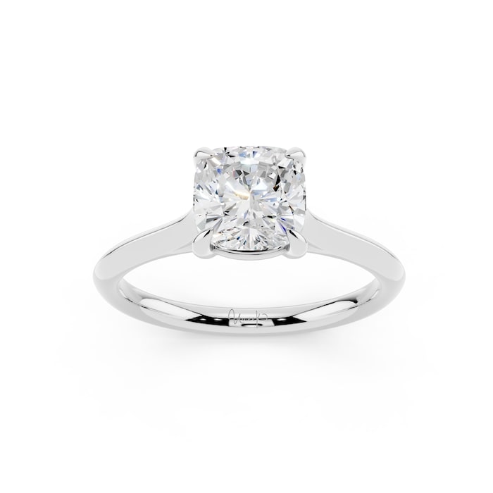 WOS Platinum 1.00cttw Diamond Cushion Cut Solitaire Engagament Ring - Ring Size 6