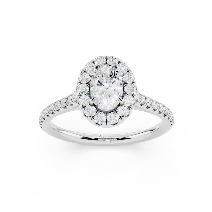 WOS Platinum 1.50cttw Diamond Oval Cut Halo Engagement Ring