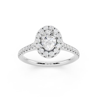 WOS Platinum 1.50cttw Diamond Oval Cut Halo Engagement Ring