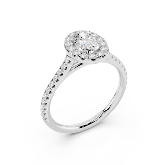 WOS Platinum 1.50cttw Diamond Oval Cut Halo Engagement Ring
