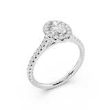 WOS Platinum 1.50cttw Diamond Oval Cut Halo Engagement Ring
