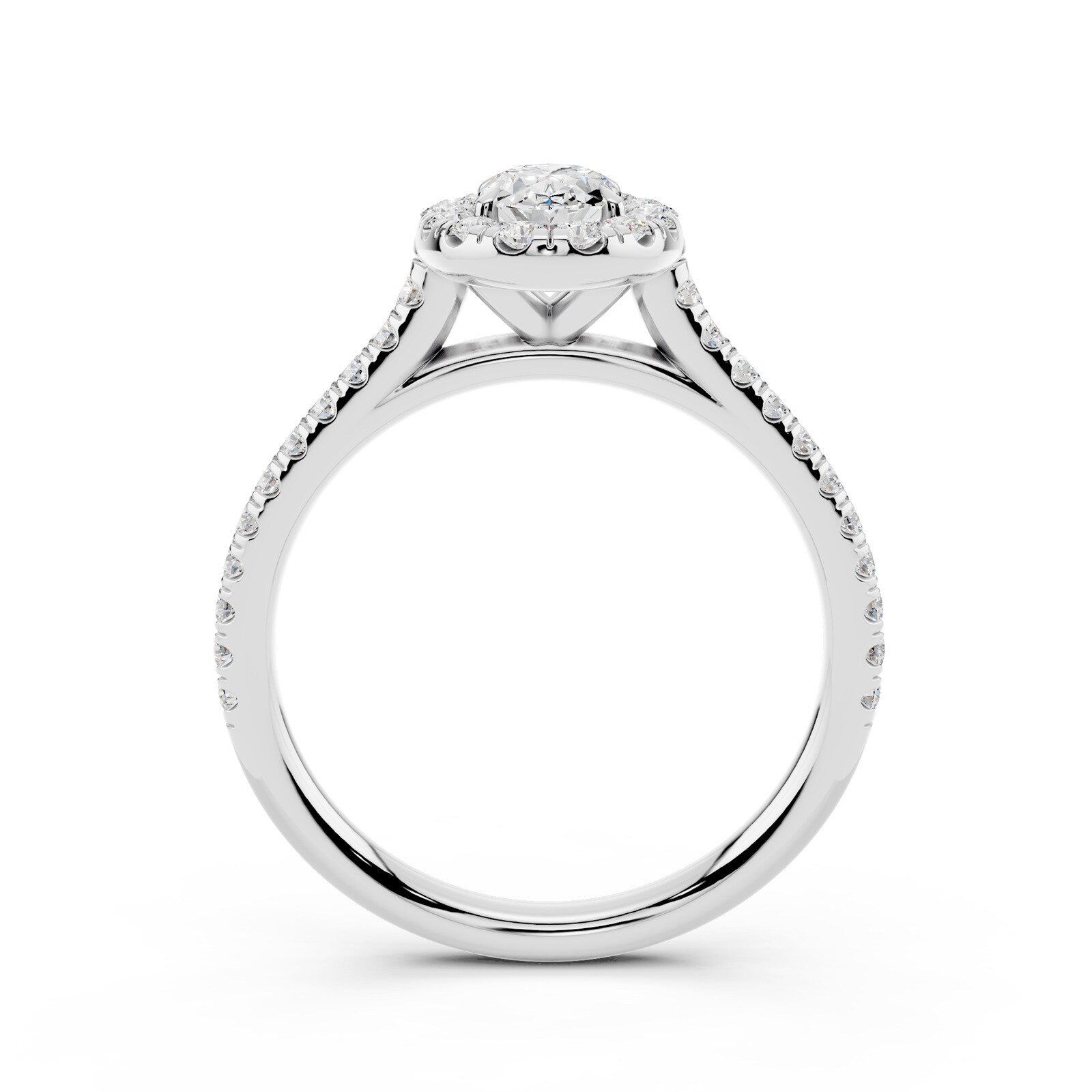 WOS Platinum 1.50cttw Diamond Oval Cut Halo Engagement Ring