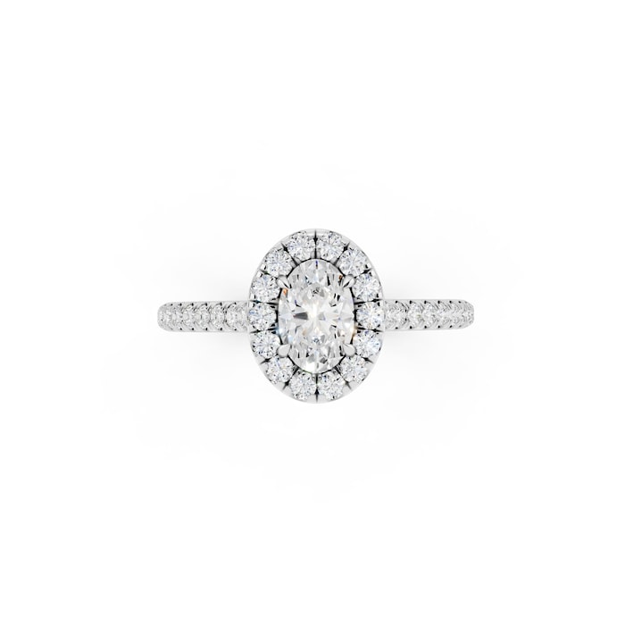 WOS Platinum 1.50cttw Diamond Oval Cut Halo Engagement Ring