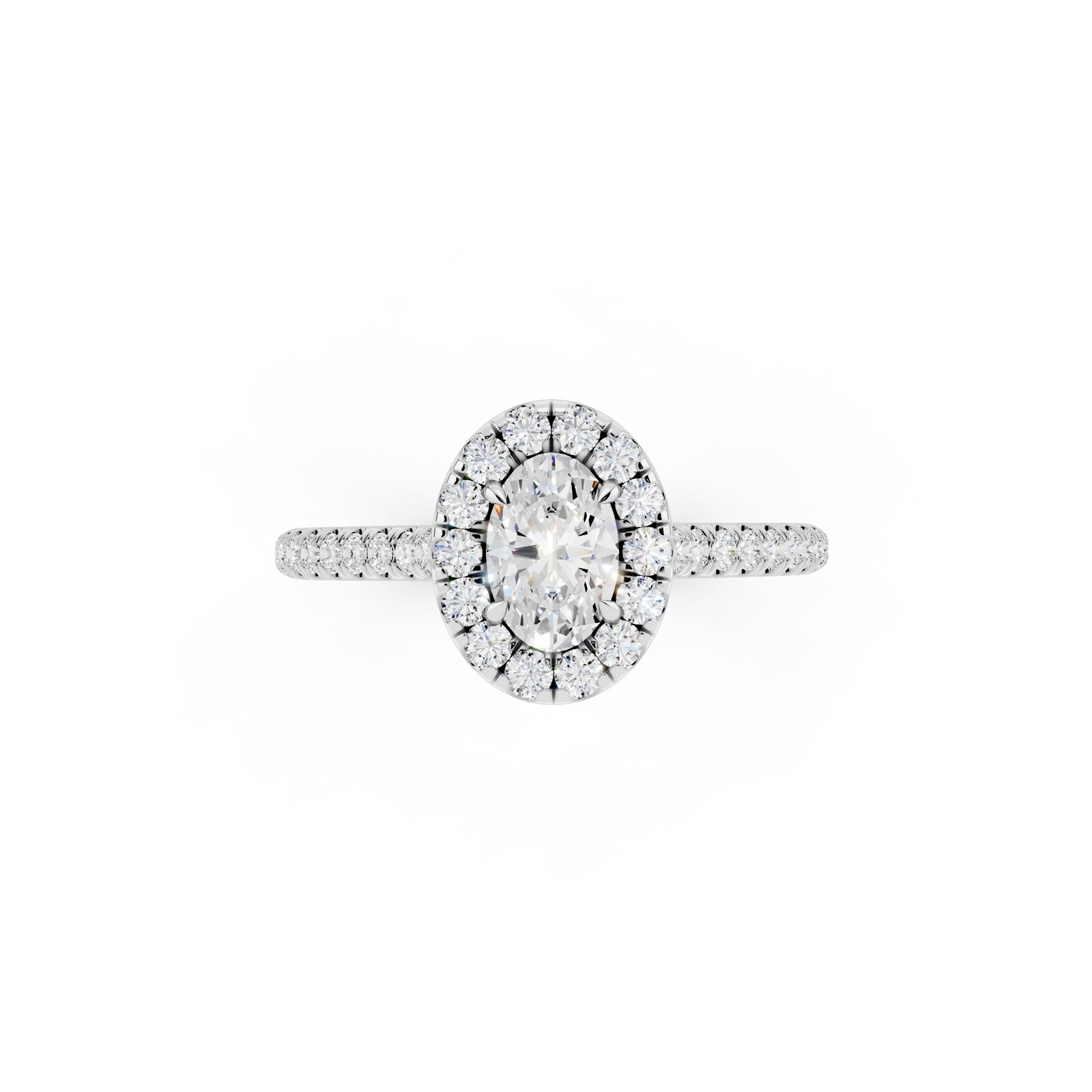 WOS Platinum 1.50cttw Diamond Oval Cut Halo Engagement Ring