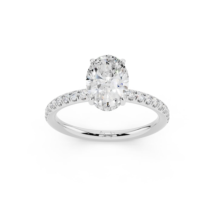 WOS Platinum 1.00cttw Diamond Oval Cut Hidden Halo Engagement Ring