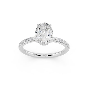 WOS Platinum 1.00cttw Diamond Oval Cut Hidden Halo Engagement Ring