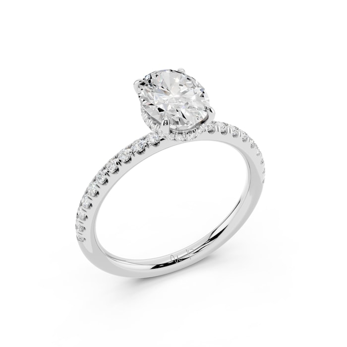 WOS Platinum 1.00cttw Diamond Oval Cut Hidden Halo Engagement Ring