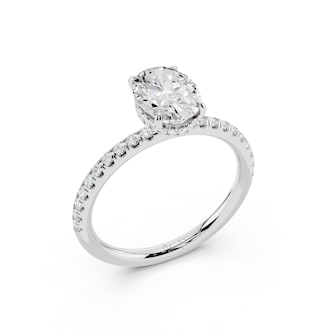 WOS Platinum 1.00cttw Diamond Oval Cut Hidden Halo Engagement Ring