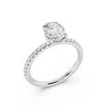WOS Platinum 1.00cttw Diamond Oval Cut Hidden Halo Engagement Ring