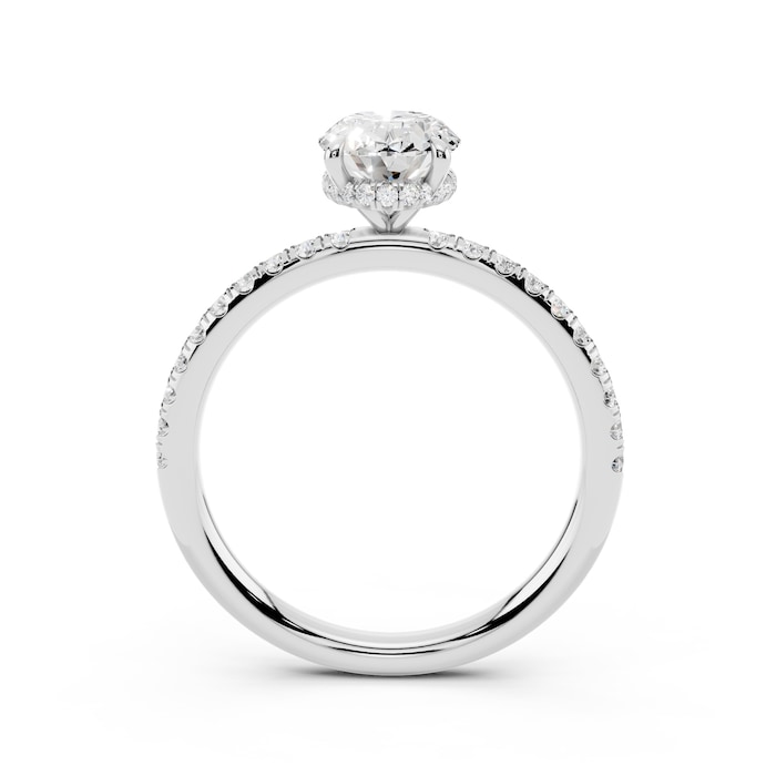 WOS Platinum 1.00cttw Diamond Oval Cut Hidden Halo Engagement Ring