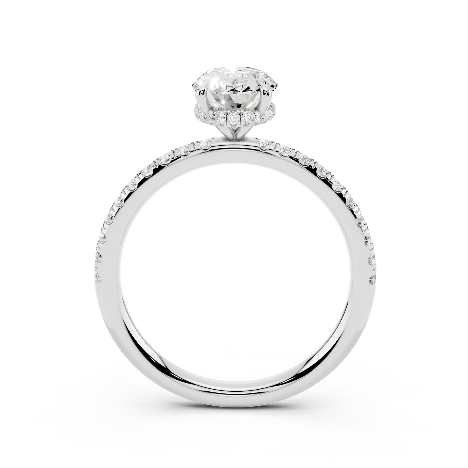 WOS Platinum 1.00cttw Diamond Oval Cut Hidden Halo Engagement Ring