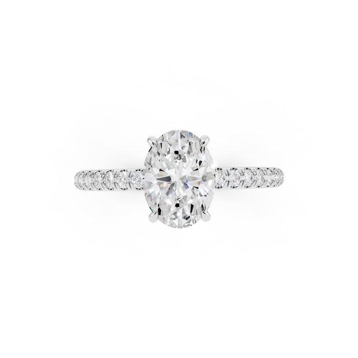 WOS Platinum 1.00cttw Diamond Oval Cut Hidden Halo Engagement Ring