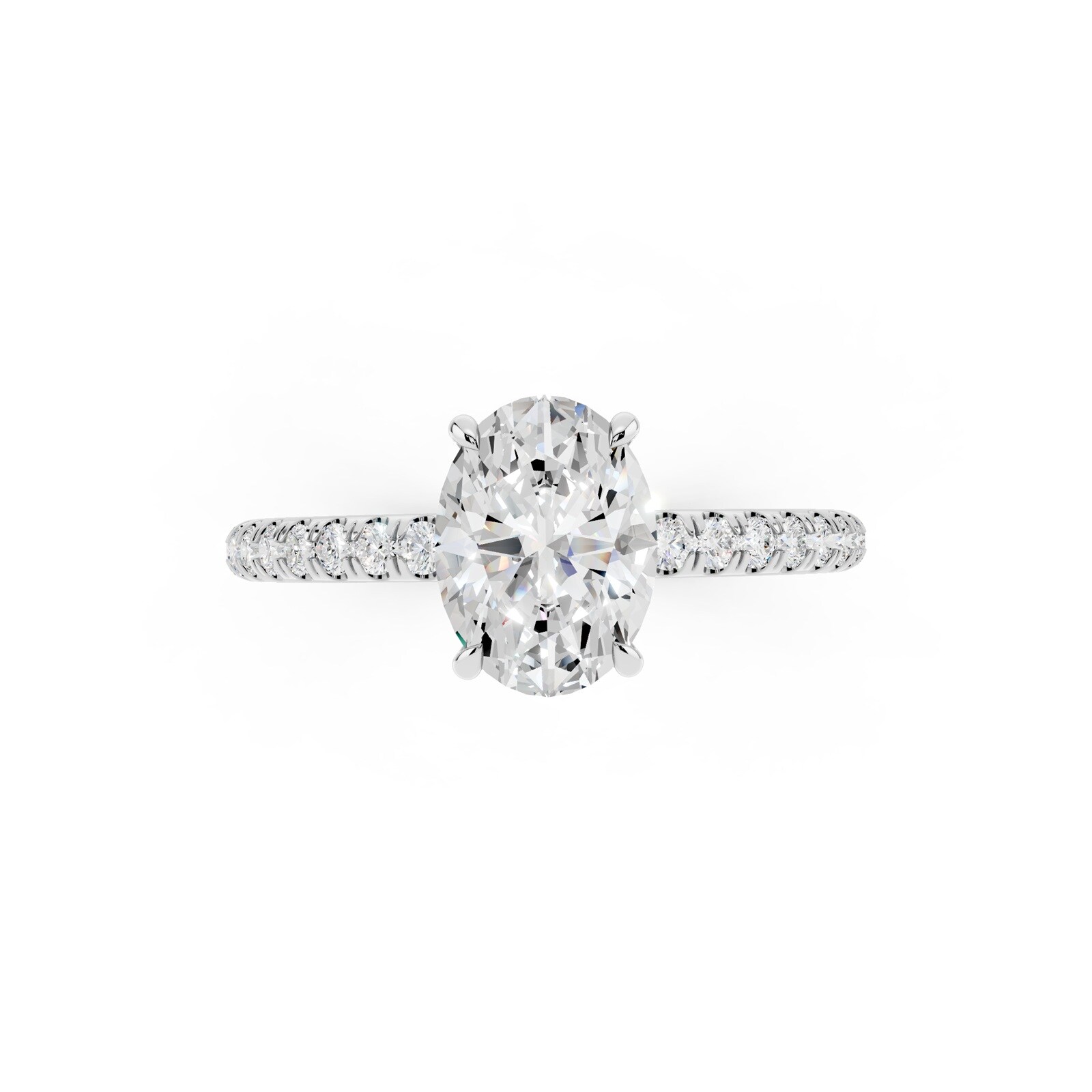 WOS Platinum 1.00cttw Diamond Oval Cut Hidden Halo Engagement Ring