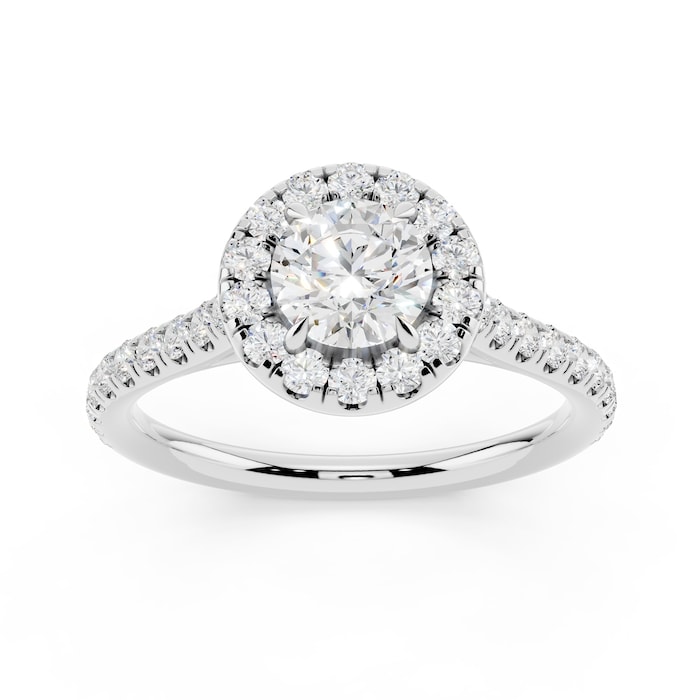 WOS Platinum 0.50cttw Diamond Halo Engagement Ring  - Ring Size 7.5