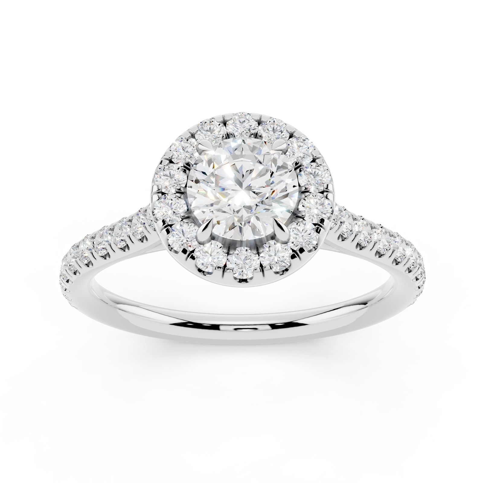 WOS Platinum 0.50cttw Diamond Halo Engagement Ring  - Ring Size 7.5