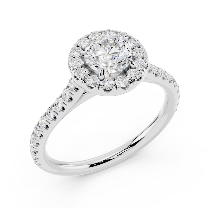 WOS Platinum 0.50cttw Diamond Halo Engagement Ring  - Ring Size 7.5