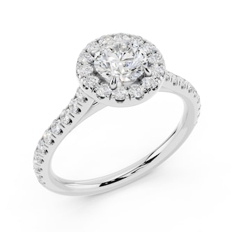 WOS Platinum 0.50cttw Diamond Halo Engagement Ring