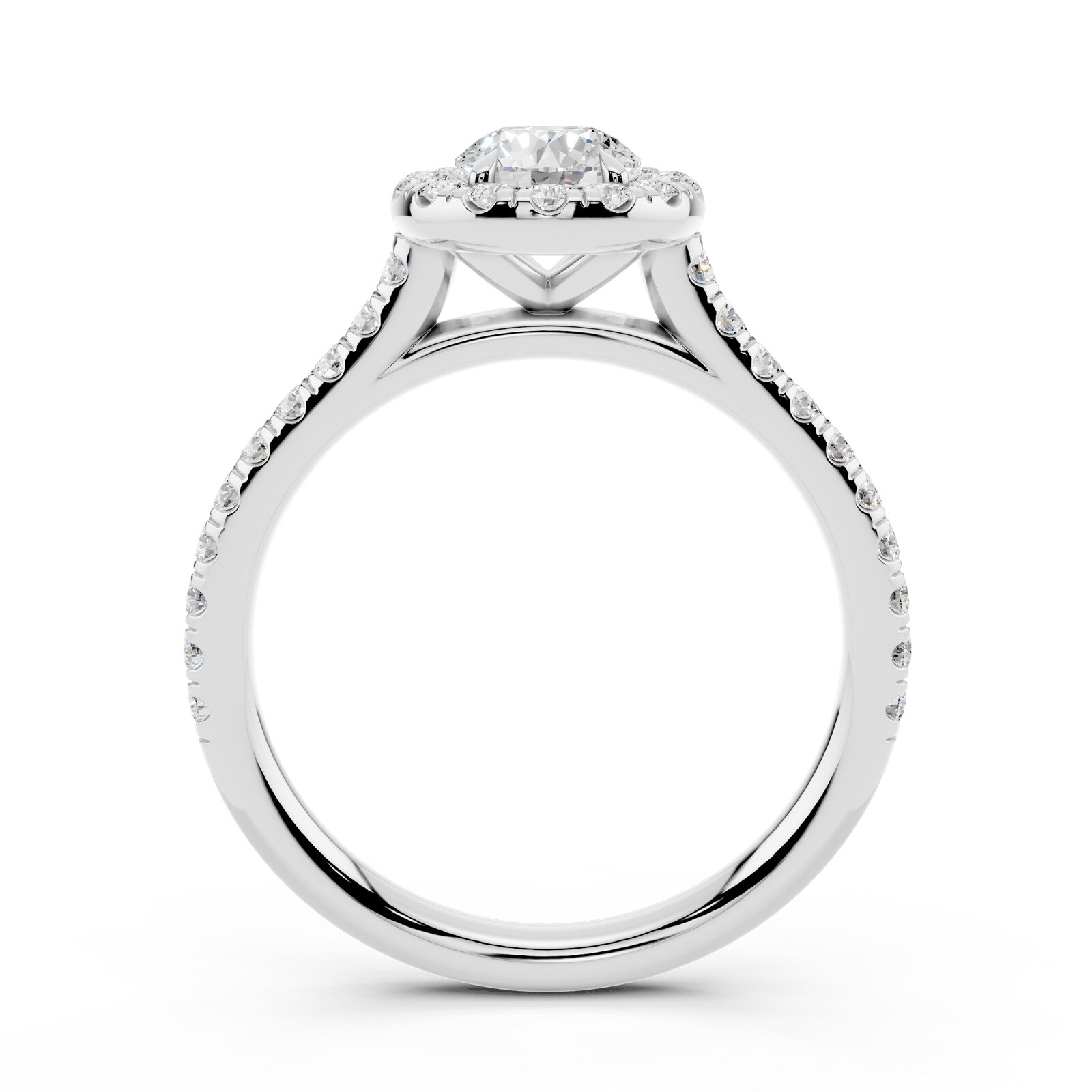 WOS Platinum 0.50cttw Diamond Halo Engagement Ring  - Ring Size 7.5