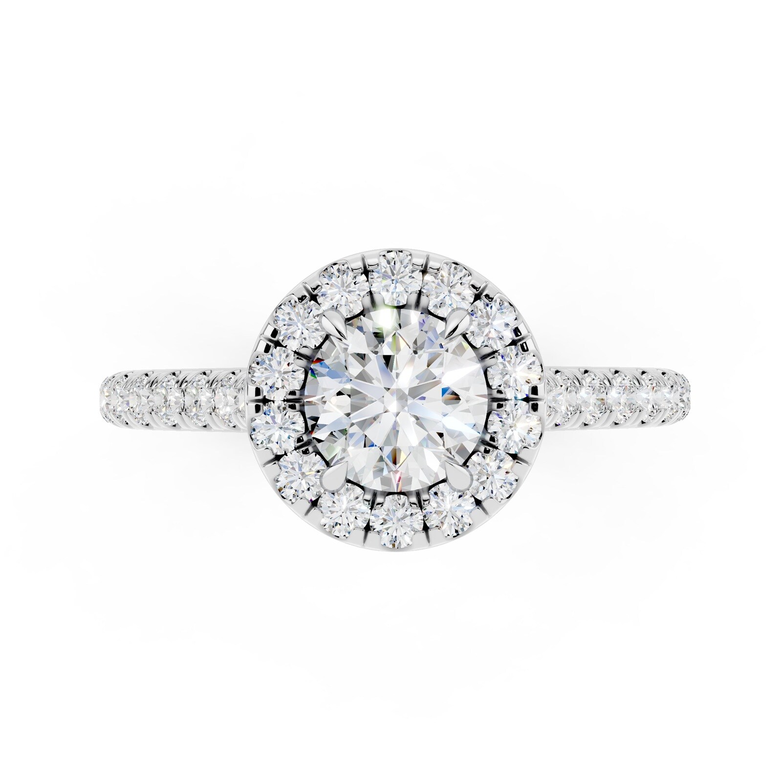 WOS Platinum 0.50cttw Diamond Halo Engagement Ring  - Ring Size 7.5